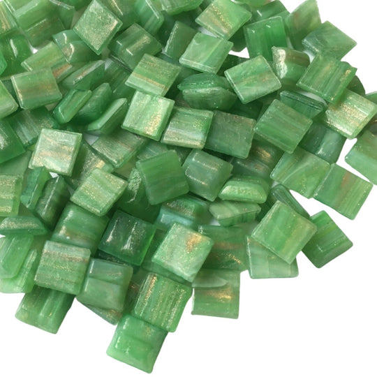 Pâtes De Verre Veiné D'or 10mm  Vert Printemps