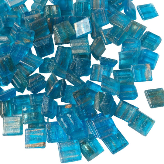 Pâtes De Verre Veiné D'or 10mm  Bleu Récif