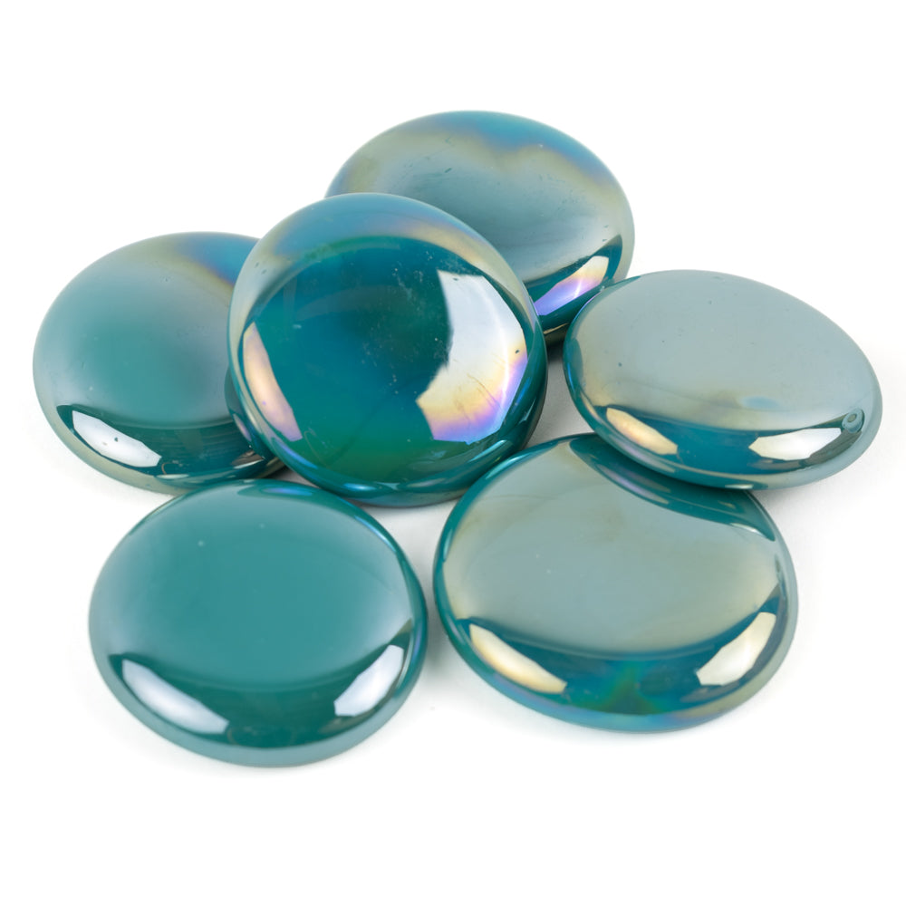 Billes de Verre XL 30-36mm  Cyan Irisée
