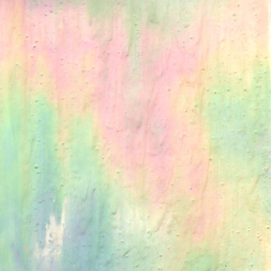 Glass Plate White Iridescent Wispy