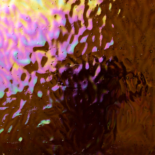 Plaque de Verre Ambre Martelé Iridescent