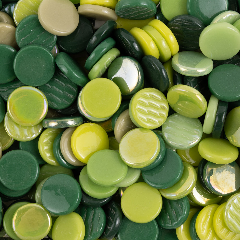 Pastilles De Verre 18mm  Mélange Vert