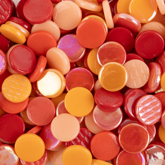 Ronde Glastegel 18mm Rood Mix