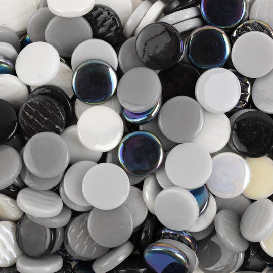 Glas-Pastillen 18mm Schwarz-Weiß-Mix