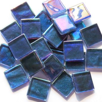 Pâte De Verre Cristal Ondulé Irisé 20mm Bleu Foncé