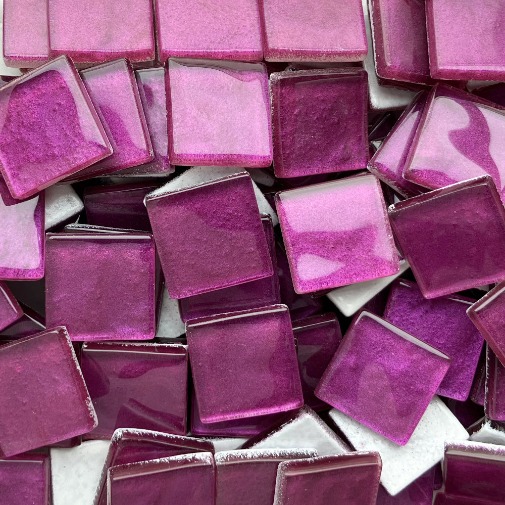 Pâte De Verre Cristal Ondulé 20mm Framboise