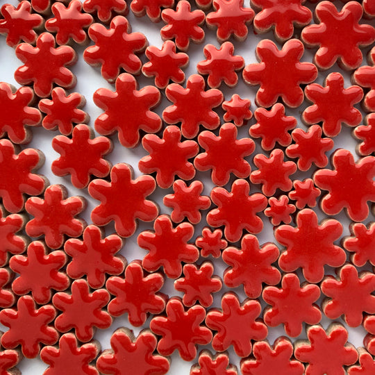 Ceramiczne Charmsy Kwiaty  Czerwone