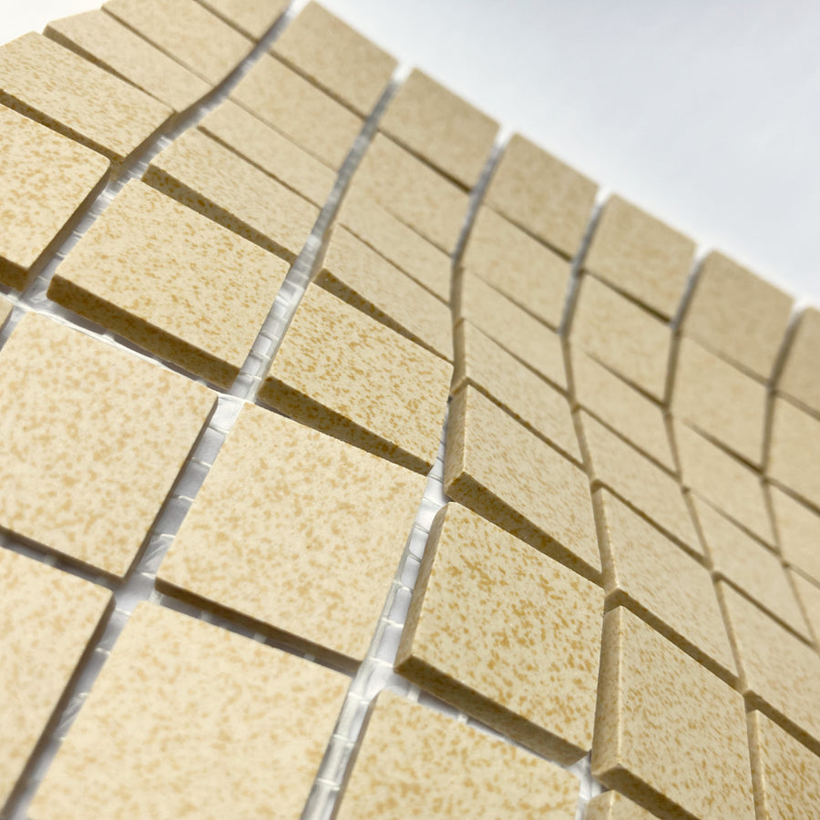 Winckelmans Jaune 202 Mouchetés – matt 20x20 mm mosaic tiles on mesh