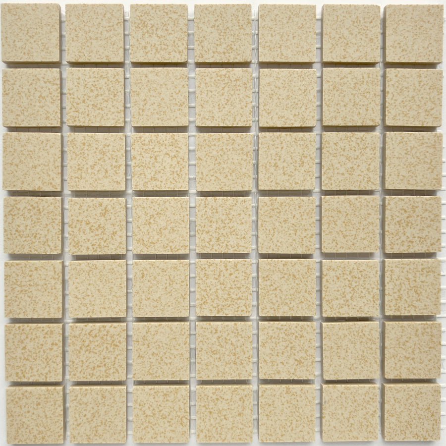 Winckelmans Jaune 202 Mouchetés – matt 20x20 mm mosaic tiles on mesh