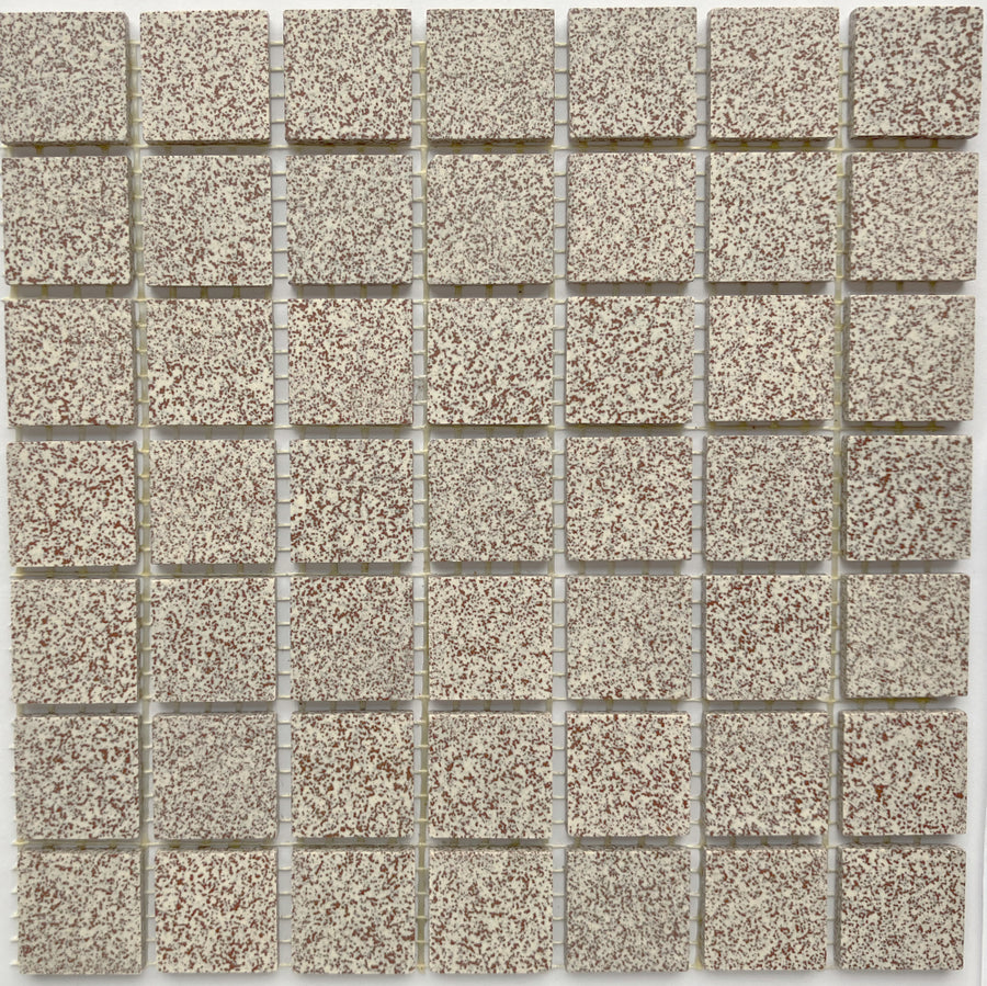 Winckelmans Rouge 210 Mouchetés – carreaux de mosaïque mats de 20x20 mm sur filet