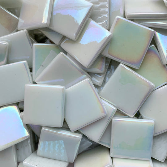 Pâte de Verre perłowa 25 mm Biały opalowy