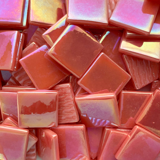 Pâte de Verre perłowa 25 mm Pomarańczowoczerwony