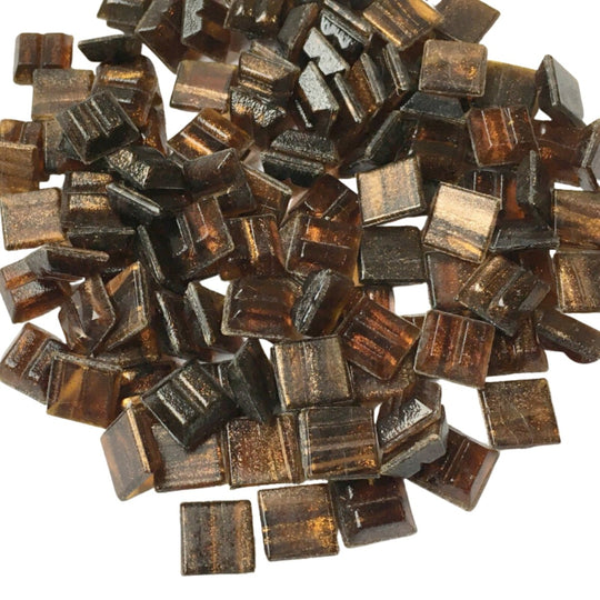 Mozaika szklana z pozłacanymi żyłkami 10mm Głęboki topaz