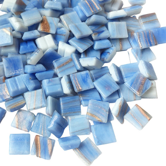 Pâtes De Verre Veiné D'or 10mm  Bleu Ciel