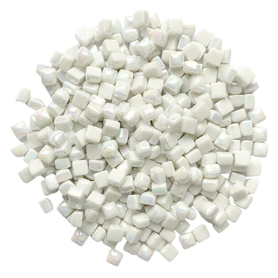 Mikro mozaika szklana 4,8mm perłowa biała