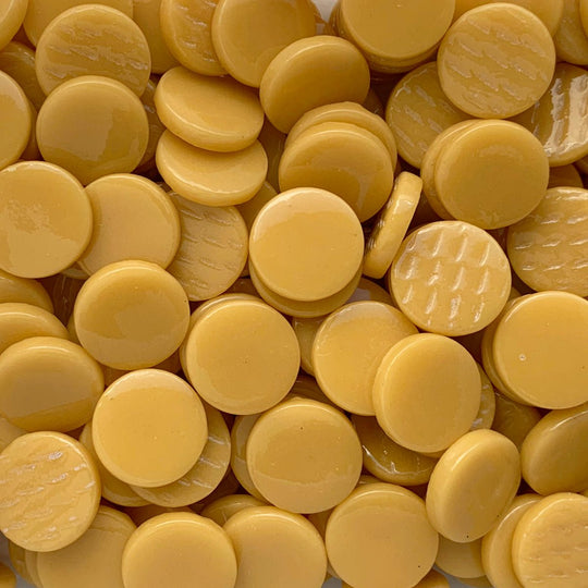 Okrągła płytka szklana 18mm bursztyn opalizujący