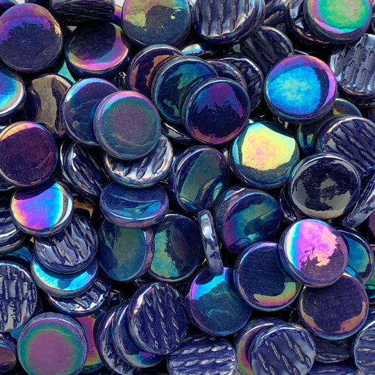 Okrągła mozaika szklana perłowa 18mm ciemnoniebieska