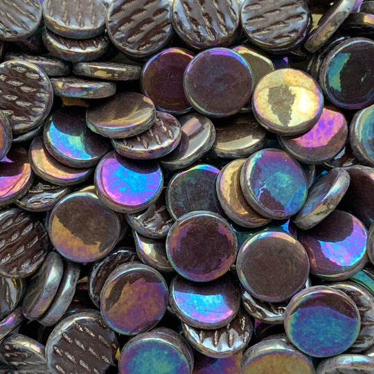 Okrągła płytka szklana perłowa 18mm toffi