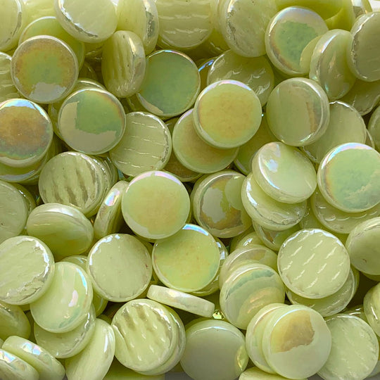 Okrągła mozaika szklana perłowa 18mm jasny żółty