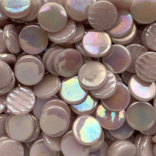 Okrągła płytka szklana perłowa 18mm jasnoróżowa