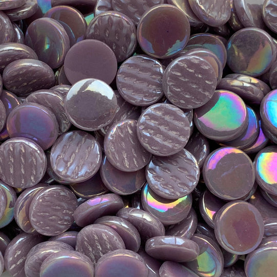 Okrągła mozaika szklana perłowa 18mm liliowa