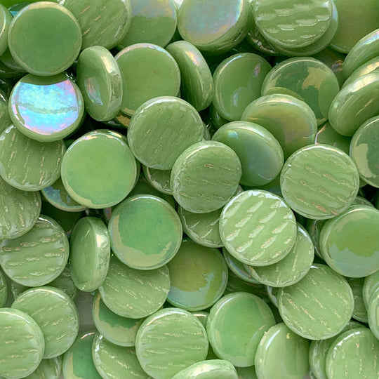 Okrągła płytka szklana perłowa 18mm miętowozielona