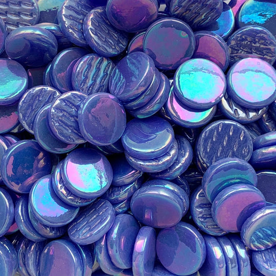 Okrągła płytka szklana perłowa 18mm ciepły niebieski